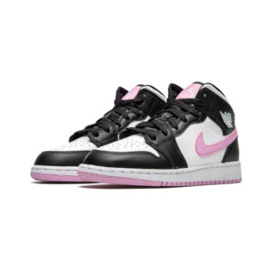 Alternative view of Jordan 1 Mid White Black Light Arctic Pink (GS)