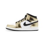 Jordan 1 Mid Metallic Gold Black White
