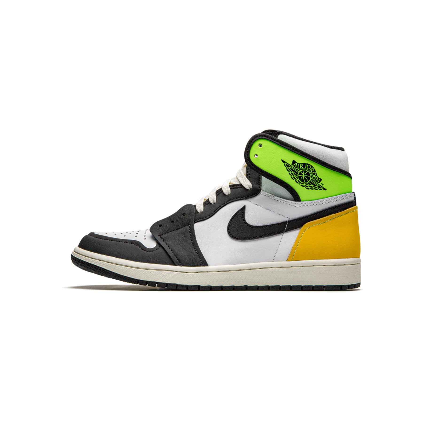 Jordan 1 Retro High White Black Volt University Gold