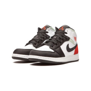 Alternative view of Jordan 1 Mid SE White Black Red Spruce (GS)
