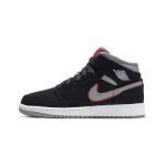 Jordan 1 Mid Black Particle Grey Gym Red
