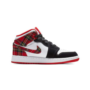 Alternative view of Jordan 1 Mid White Plaid (GS)