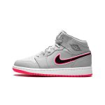 Jordan 1 Mid Wolf Grey Racer Pink Black (GS)