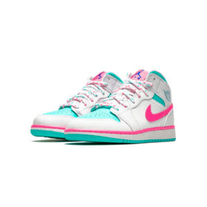 Alternative view of Jordan 1 Mid White Pink Green Soar (GS)