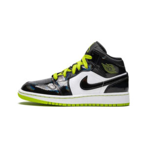 Jordan 1 Mid Black Cyber Mystic Green (GS)