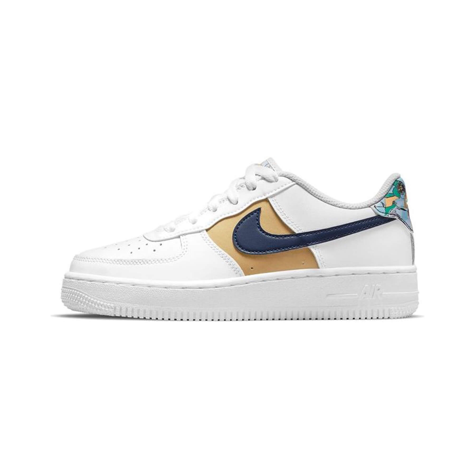 Nike Air Force 1 Low '07 LV8 White Blue Void Metallic Gold (GS)